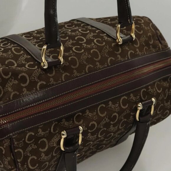 CELINE C Sulky Boston Bag Canvas Brown Gold Auth ep8383 - Picture 7 of 16